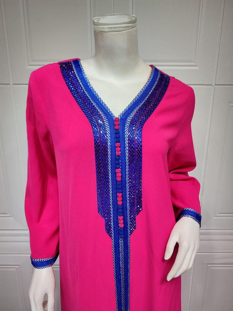 AB314 Vestido Abaya do Oriente Médio com Estampa 2023 e Conjunto Hot Drill