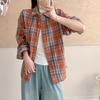 Women's Retro Plaid Long Sleeve Shirt - Spring/Autumn Loose Fit, Korean Style Casual Jacket