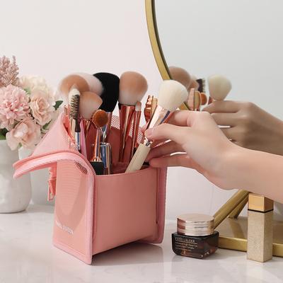 Large Capacity Vertical Makeup Brush Storage Bag Simple Portable Eyebrow Pencil Brush Eyeliner Makeup Bag Storage Pouch