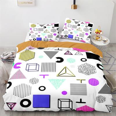 Geometrische Grafiken Bettbezug-Set King Queen Twin Größe für Teenager Erwachsene Bettwäscheset Polyester Bettdeckenbezug mit Kissenbezug