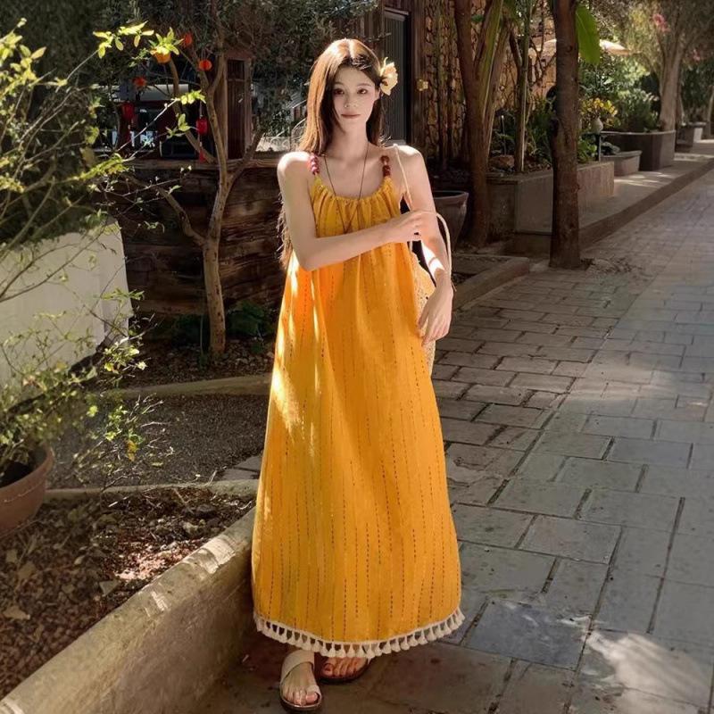 

Остров красивый, дофаминовое фото отпускное платье, женское Бали морское побережье фильм, носить расслабленное платье S