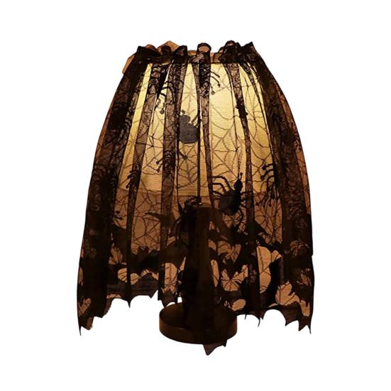 Halloween Tischdecke, Schwarze Spitze Spinnennetz Tischabdeckung, Gruselige Gotische Lampenschirm für Halloween Maskerade, Party, Esstisch Dekoration