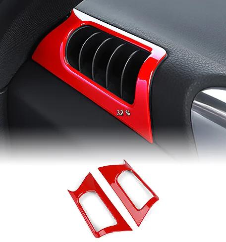 Carbon Fiber Style Front Air Vent Trim Cover for Porsche Cayenne 2018-2022 ABS Interior Moulding