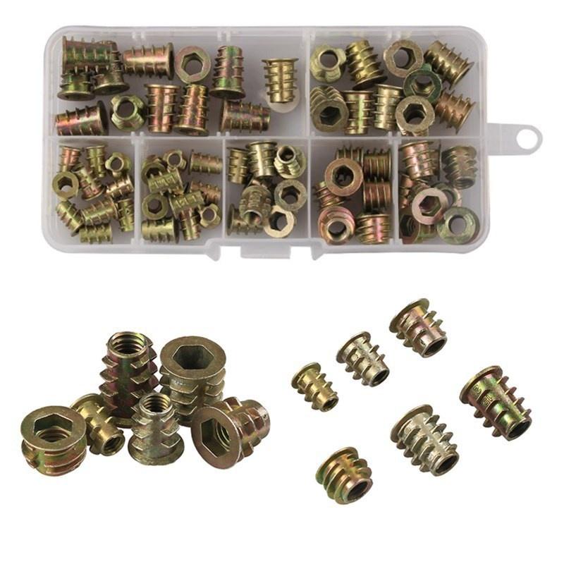 75Pcs Hexagon Socket Screw Connectors Bolt Fastener Threaded Inserts Nut Combination Tool Kit For Wooden Furniture