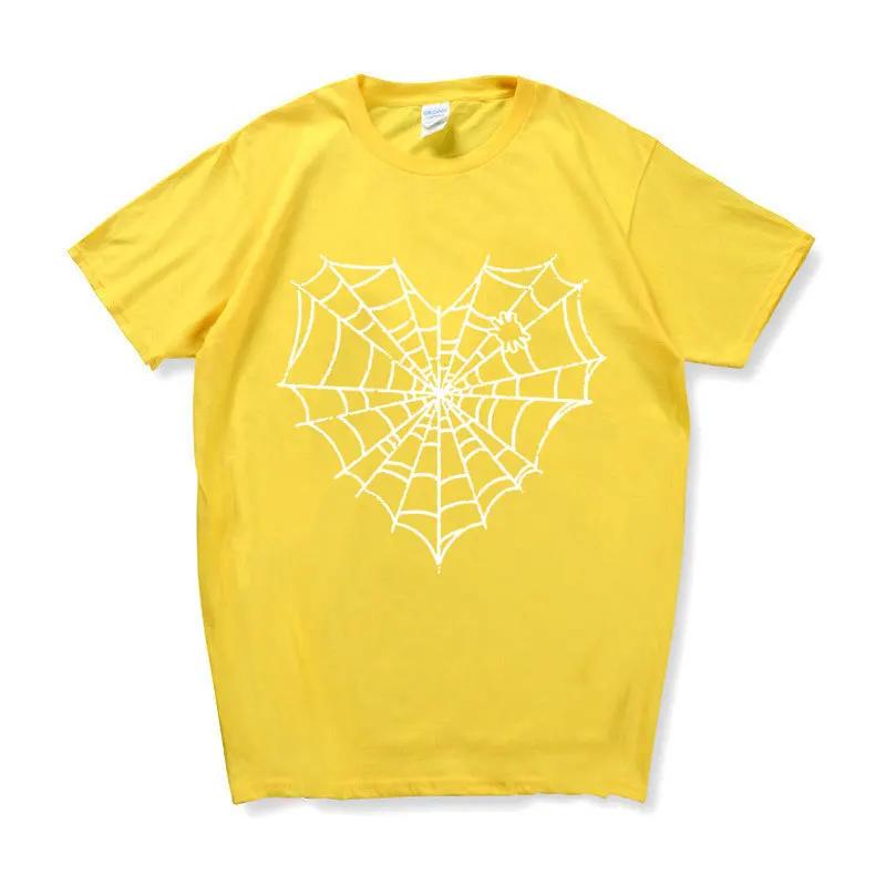 Dark Spider Web Printed Unisexs and Womens Casual Sports Tshirt Couple Modal Fabric Shortsleeved Top Streetwear Graphic Tshirts