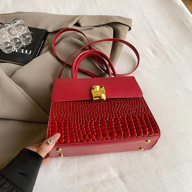 Mode hochwertige Handtasche mit Krokodilmuster Damen 2025 Herbst neu Nischendesign kleine quadratische Tasche