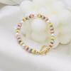 Trójkolorowy Mieszany i Dopasowany Okrągły Koralik Klips Perłowa Bransoletka Biżuteria Osobowościowa Damska