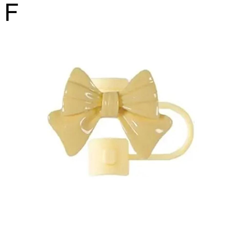 Cute Cartoon Bow Straw Tips Cover Reusable Dustproof Silicone Straw Cover Kitchen Cup Accessories Home Supplies