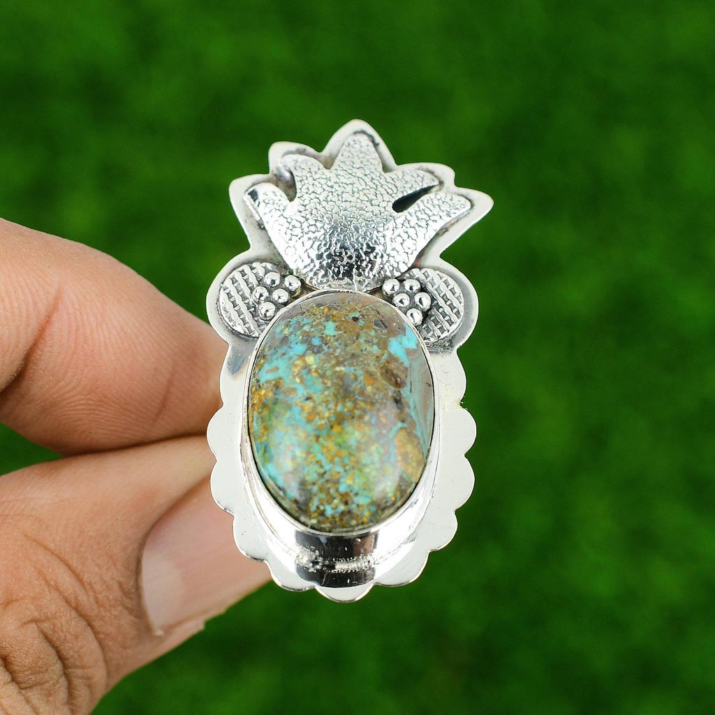 925 Silver Oval Shattuckite Stone Ethnic Birthday Statement Unique Ring Jewelry