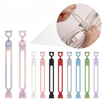 10Pcs Reusable Cable Management Organizer Silicone Cable Ties Multipurpose Elastic Cord Organizer for Fastening Cable Cords Wire