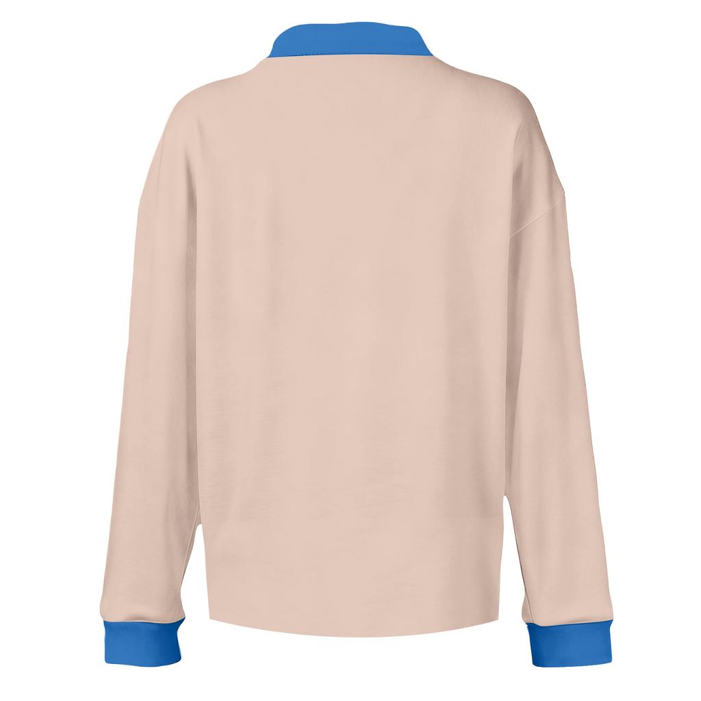 Women's Retro Street Lazy Denim Collar Long Sleeve Pullover Patchwork Knit Top