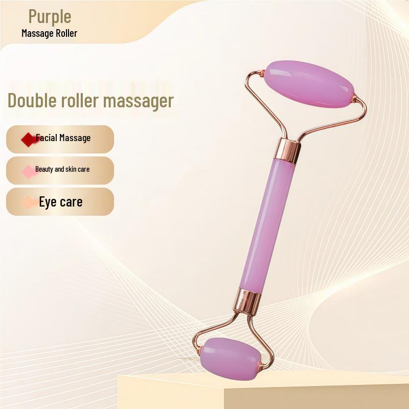 Rose Quartz Heart-Shaped Double-Headed Facial & Body Roller and Gua Sha Massage Set
