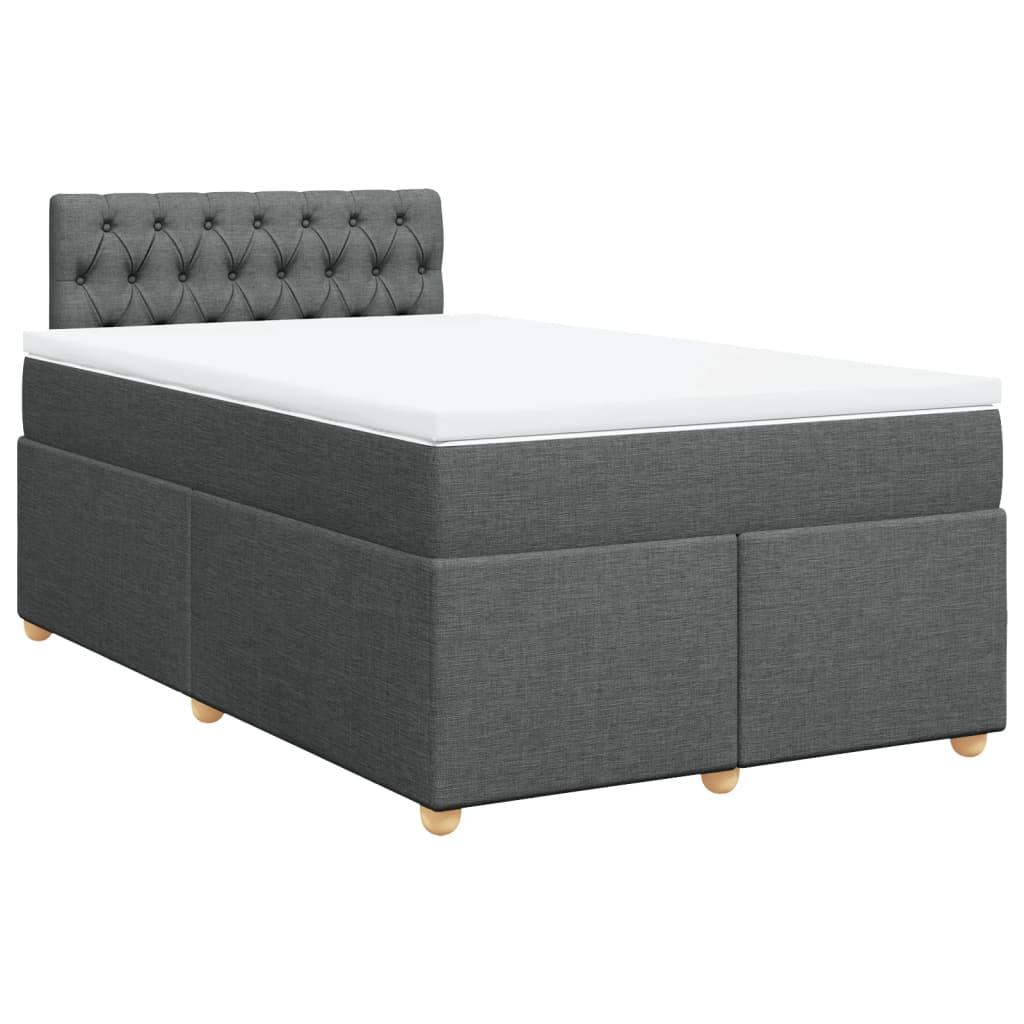 Box Spring Bed with Mattress Dark Gray 120 x 200 cm Fabric