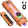 UV Flat EDC Flashlight Rechargeable 1800 High Lumens Pocket Light with RGB,Magnetic Base Small Flashlights with Dual Switch,Stepless Dimming,USB-C