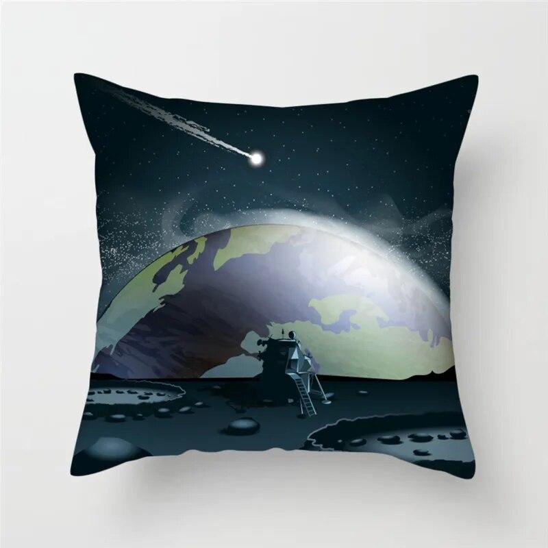 Cartoon Astronaut Rocket Spaceship Sofa Home Bedroom Decoration Pillowcase Kids Room  Space Theme Cushion Cover