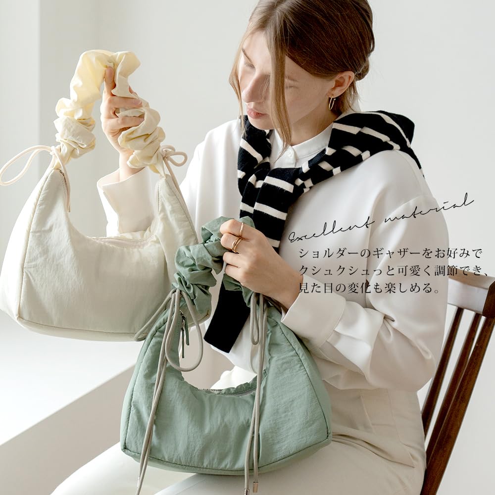 Drawstring Gathered Shoulder Bag RSN24029OLF [Rename]