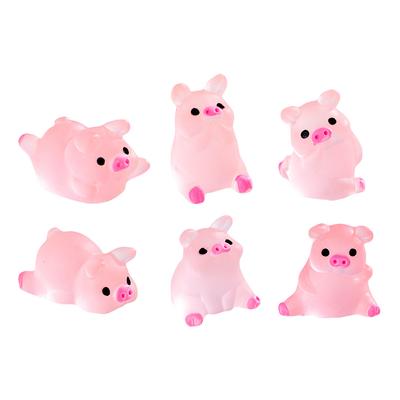 20/6 Stück Harz Niedlich Leuchtend-Im-Dunkeln Schweinchen Ornament DIY Schlüsselanhänger Mikro-Landschaftszubehör Heim Desktop Autodekoration
