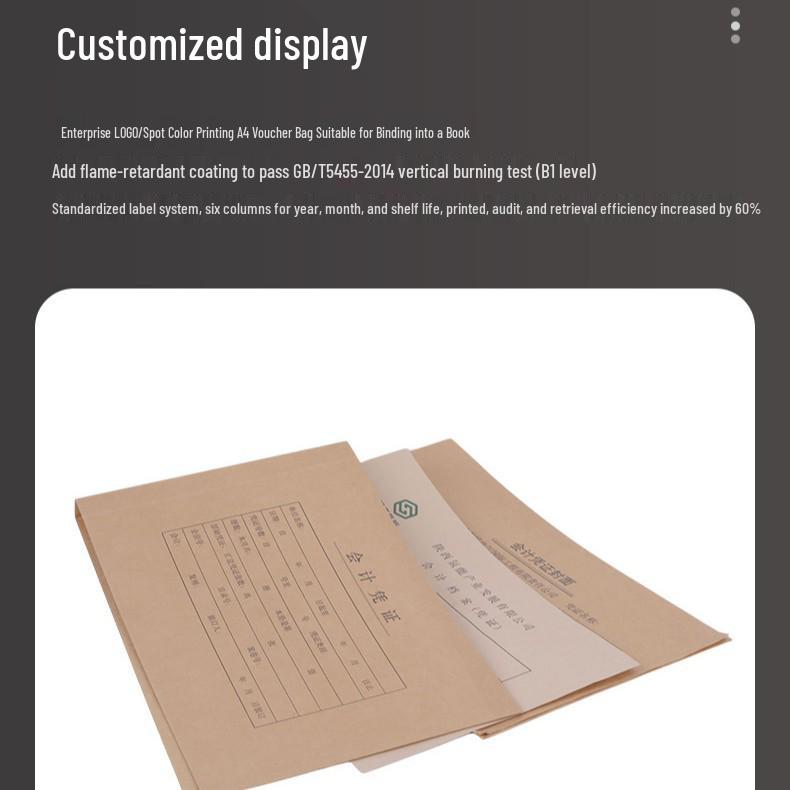 Kraft Paper File Storage Box with Cover, A5 Bookkeeping Voucher Organizer