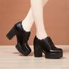6cm 8cm 10cm Small Size 32-43 Deep Mouth Soft Leather Shoes Women Platform Pumps 2025 Fall Block High Heels Shoes Office Model