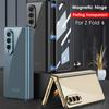 Plating Transparent Magnet Case For Samsung Galaxy Fold4 Z Fold 4 Cover Magnetic Hinge Front Film Phone Cover Hard Plastic Capa