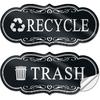 Trash & Recycle Stickers – 2-Pack Self-Adhesive Vinyl Labels, Waterproof & Durable (Transparent Background with Black Text, Medium 6.3 x 2.7