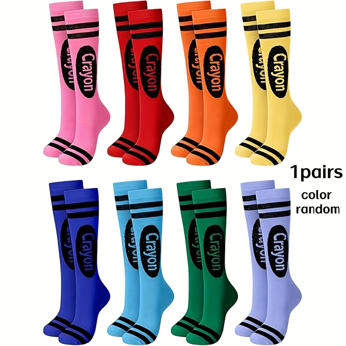 

1 пара носков-карандашей случайного цвета, красочные полосатые носки выше колена, модные и оригинальные, креативные светло-бежевые, дружелюбные и так One Size