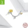 Gold Plated Rose Vine Beaded Charm925 Valentine Diy Accessories Bsc322