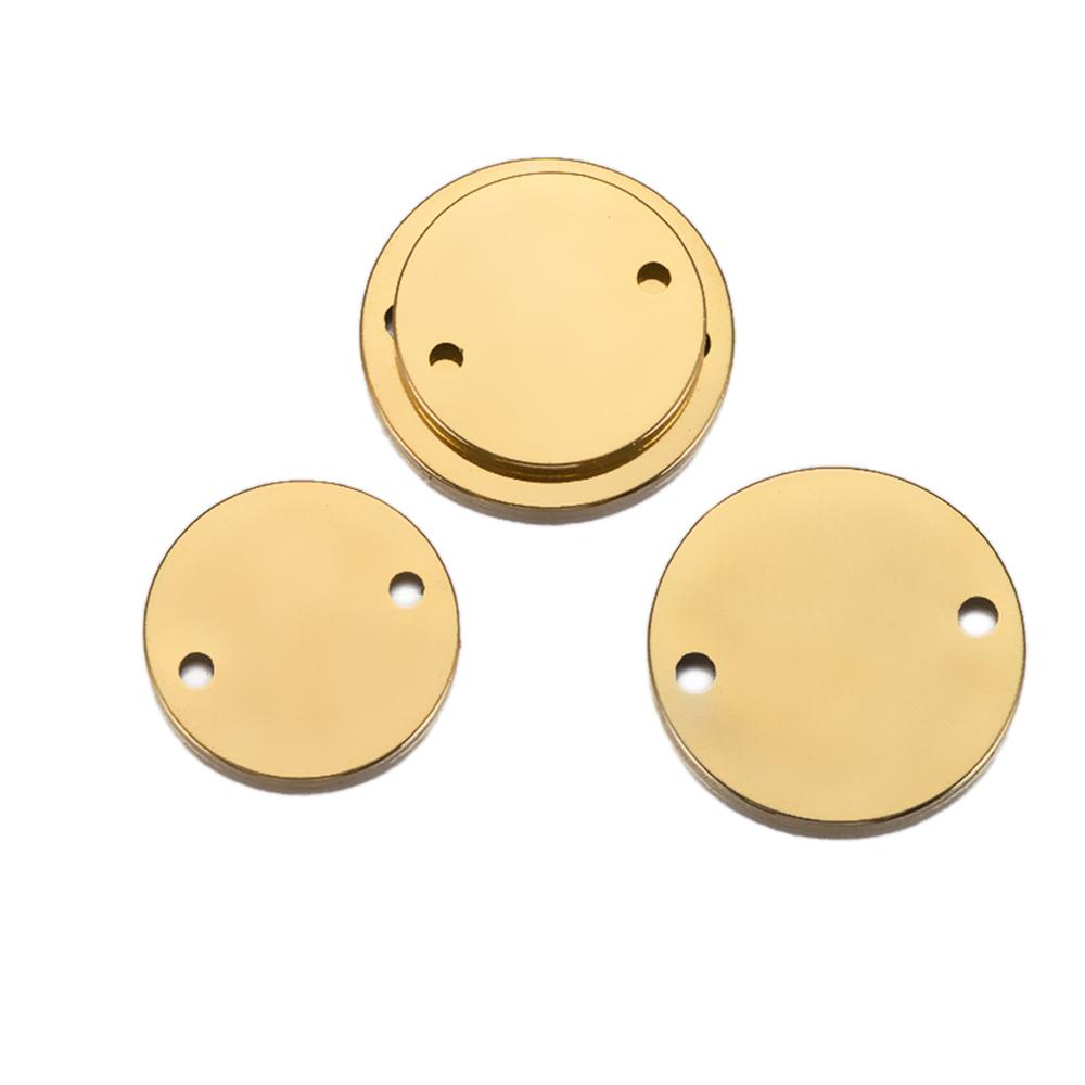 10pcs Stainless Steel Round Charms Double Holes Pendants Necklace Bracelet Connectors for Jewelry Making DIY Earring Pendants