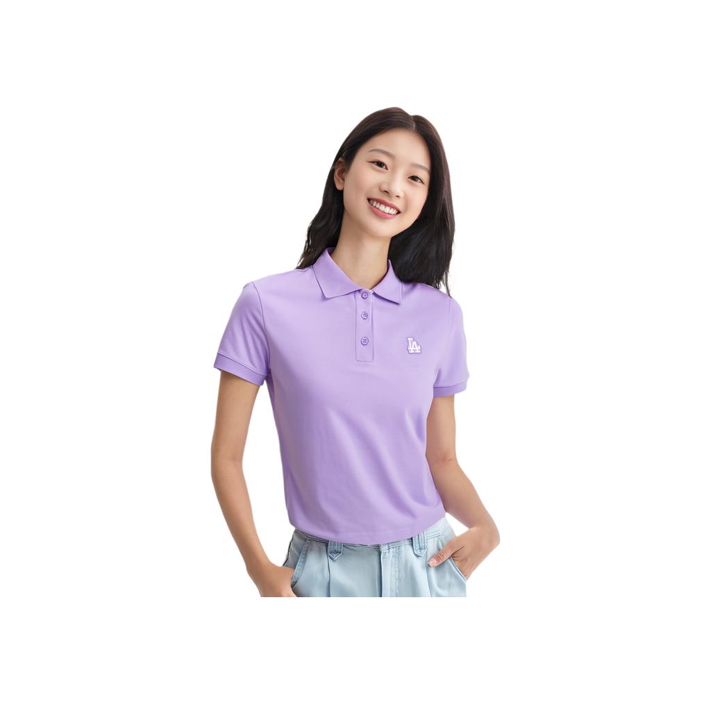 New MLB Base Logo Polo Shirts Women's Purple 3FPQ02023-07PPN