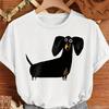 Cute Black Sausage Dog Funny Printed Women's T-shirt Short Sleeve Crew Neck Top for Summer Women's Harajuku Casual Clothing