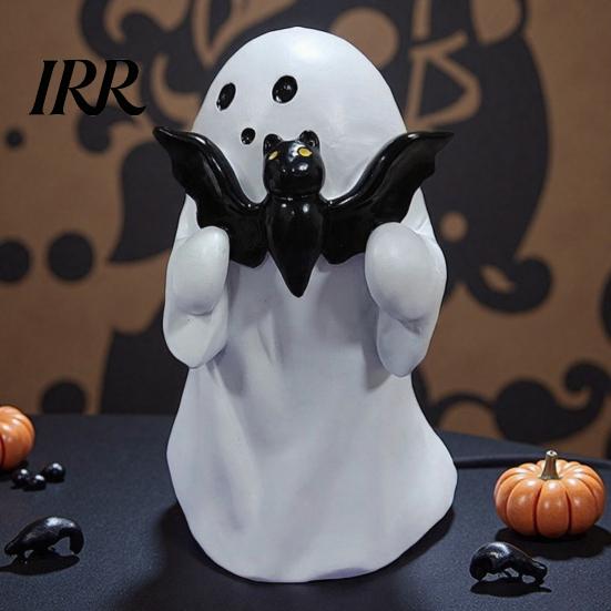Halloween Table Centerpieces Ghost Figurine, Cute Resin Statue, Creative Holding Whimsical Desk Accessories Bat/Drink Tabletop Ornament for
