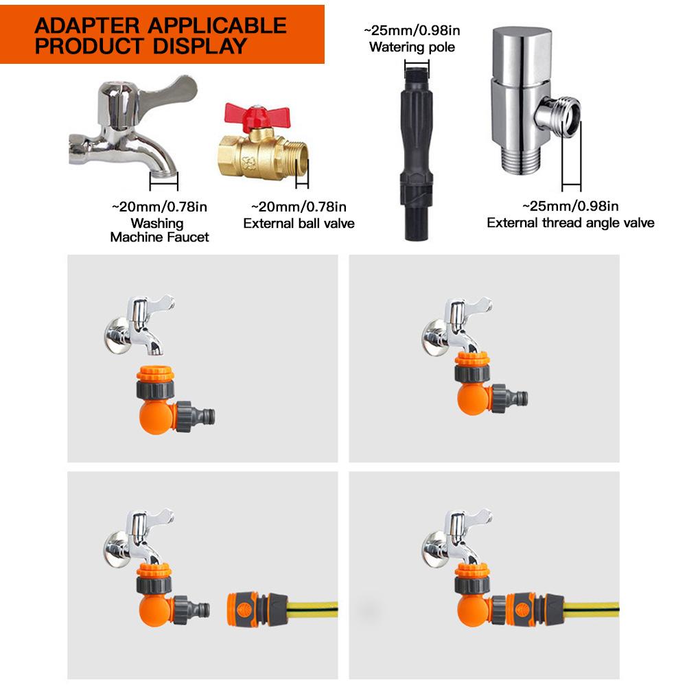 20/25/32mm 180° Plastic Garden Hose Connector Click-lock Quick Connect Threaded Faucet Adapter for Watering Irrigation Tools