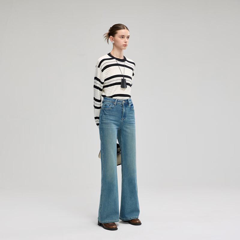 Fengxun Women's High Waist Flared Jeans