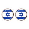 Vlastenecké náušnice s izraelskou vlajkou s bílým a modrým pruhem, šperky, podpora Izraele, proti násilí, výrobky ze skla a slitiny, stojím s Izraelem