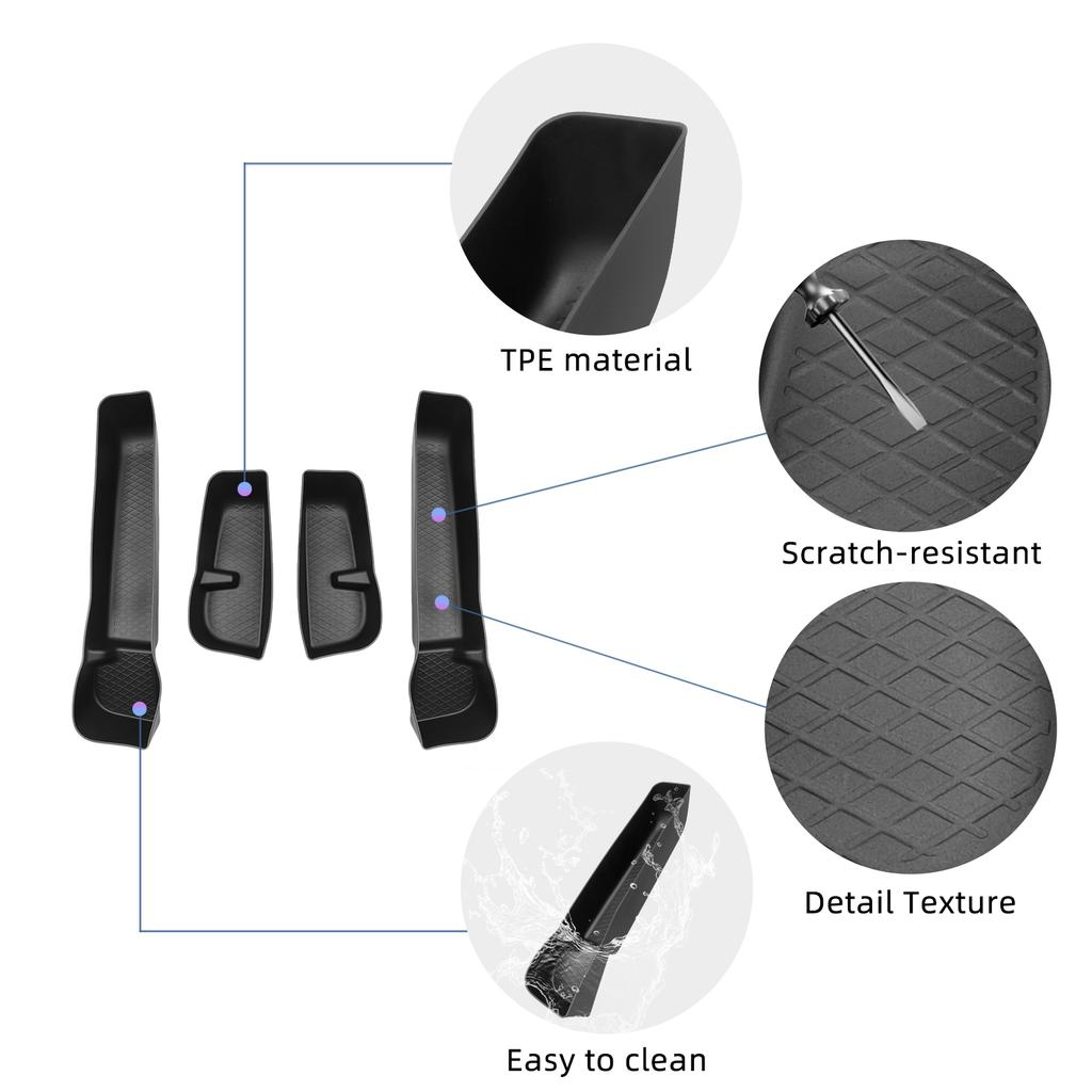 for Geely EX2 2025 2026 Door Side Storage Box TPE Front Rear Door Handle Organizer Tidying Car Interior Accessories 4PCS