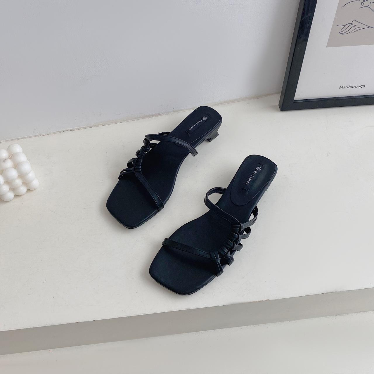 

Мода Женщины Черный Белый Желтый Квадратный Каблук Слайды Женщины Веревочная Сетка Пип-То Женщины Уличные Шлепанцы Обувь Мухер Элегантная Обувь 35-39 39 чёрный