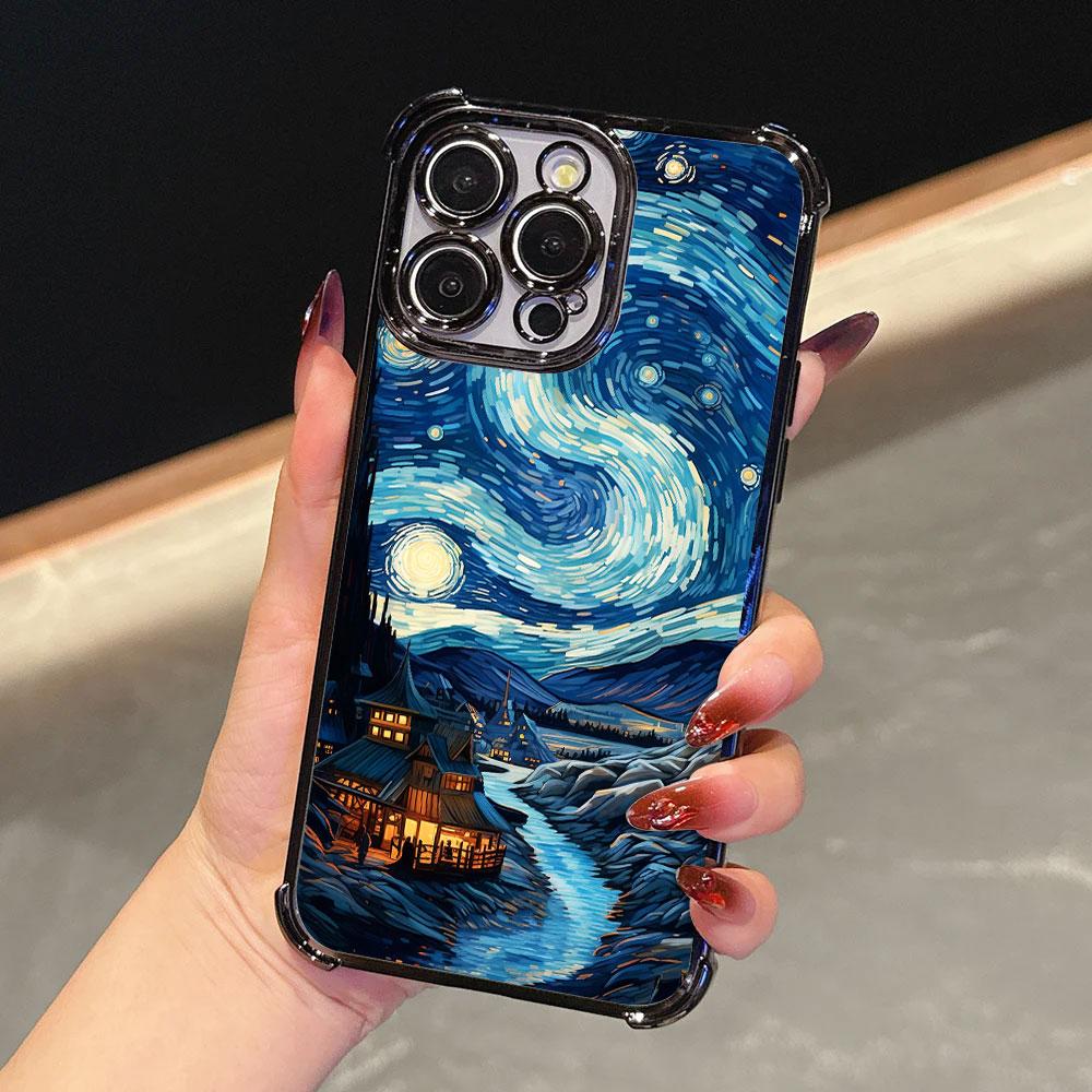 Van Gogh Starry Sky Oil Painting Soft Funda For iPhone 18 17 Pro 16 15 14 13 12 11 Pro Max Case 17 Plus 17E 16E 17Air Phone Cover