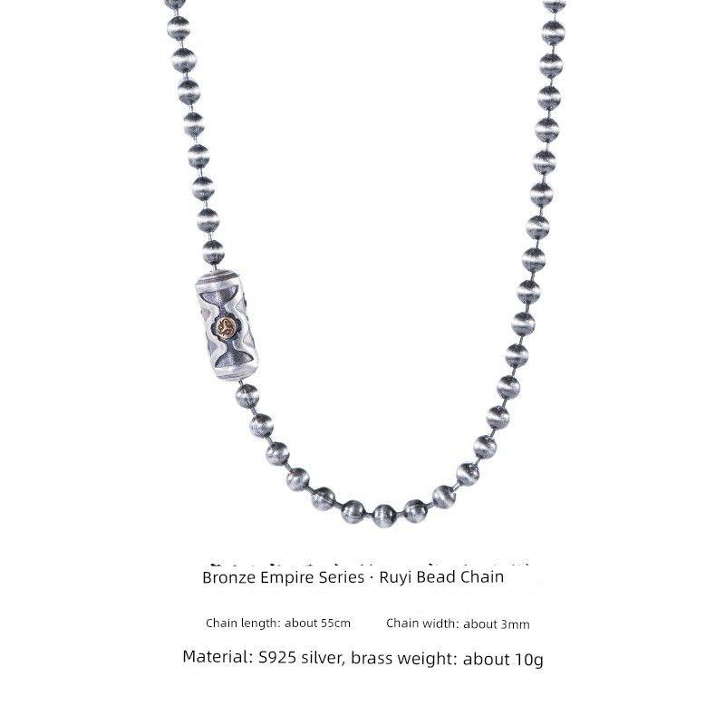 

Necklace Collection Shachang National Style Original S925 Silver Jewelry Men Chain Decorative Pendant Sweater Chain Accessories Necklace Ruyi bead chain 55cm