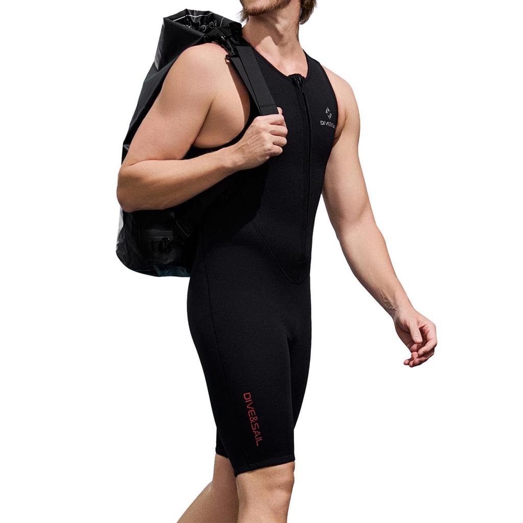 Herren 2mm Neoprenanzug Overall Ärmellos Reißverschluss vorne Einfarbig Body Schnorcheln Surfen Tauchen Badebekleidung