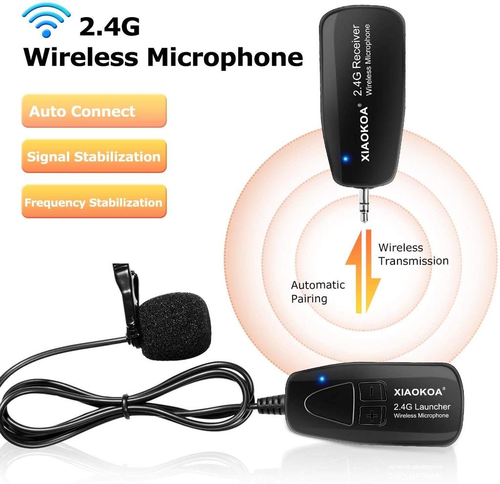 XIAOKOA Wireless Clip Microphone Black 2.4G XM-01