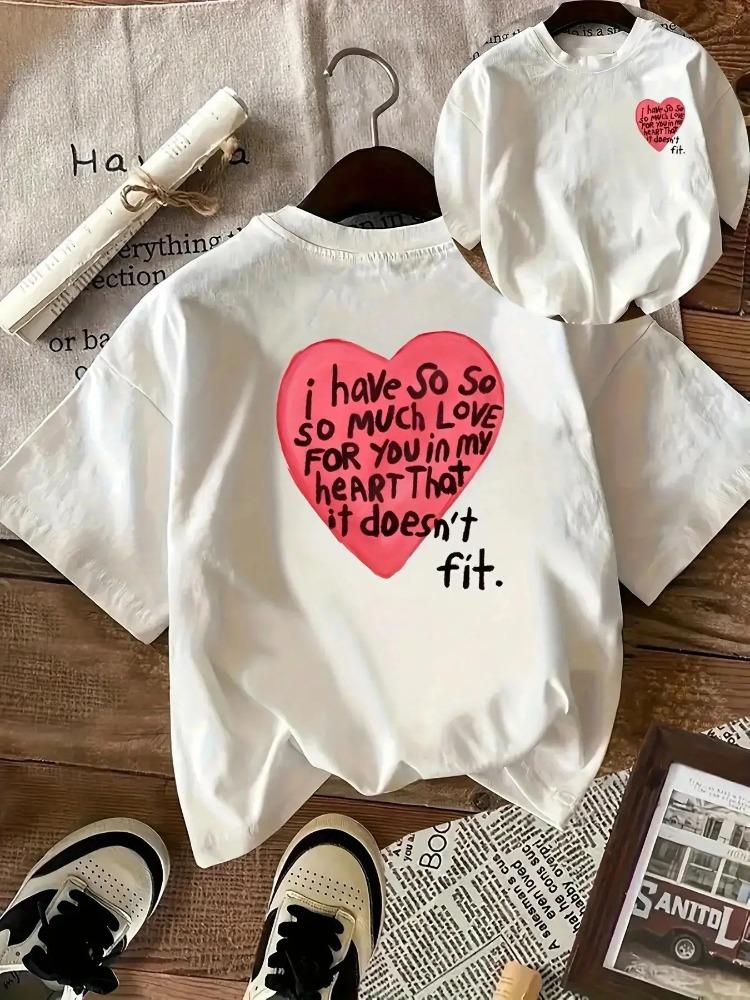 Unisex Playful Rounisextic Heart Print Tshirt Featuring I Have Endless Love For You Red Heart Cutout Soft Crew Neck Short Sleeves