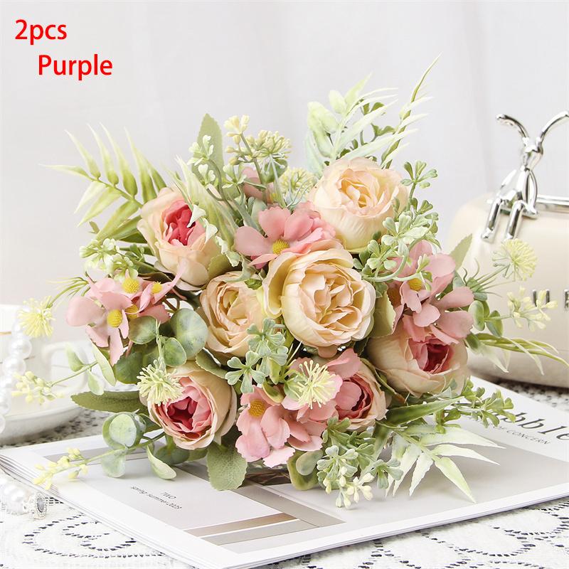 Artificial Flower Bouquets – Faux Peonies – Wedding Hand-Tied Bouquets – Artificial Flowers for Home Decor