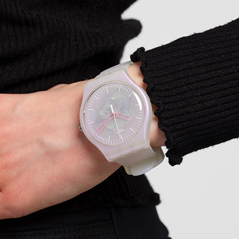 Swatch New Gent Series Quartz Movement Rainbow Gradient Minimalist Waterproof Watch Women watches Pink SUOK155