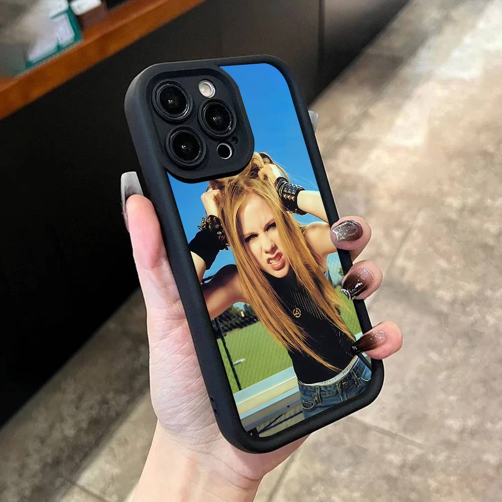 A-Avril L-Lavigne Phone Case For iPhone 17,16,15,14,13,12,11,Pro,Max,Plus,X,XS,SE4,E,Mini Black Thickened border Case