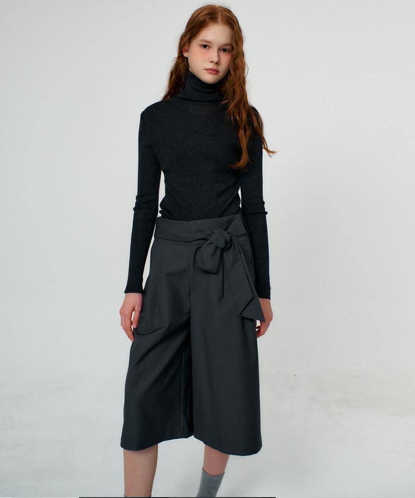 RAVEROUS Ribbon Tie Bermuda Pants_Charcoal