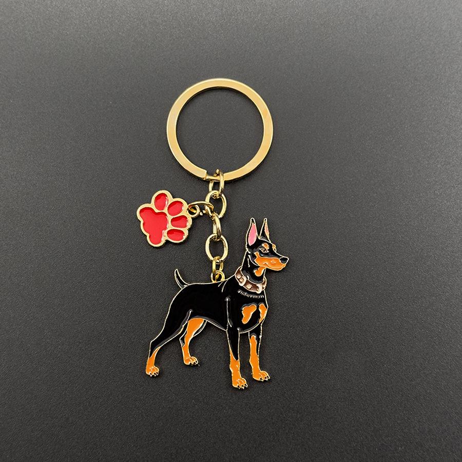 Personalized Doberman Keychain: Fashion Cartoon Alloy Bag Charm Pendant