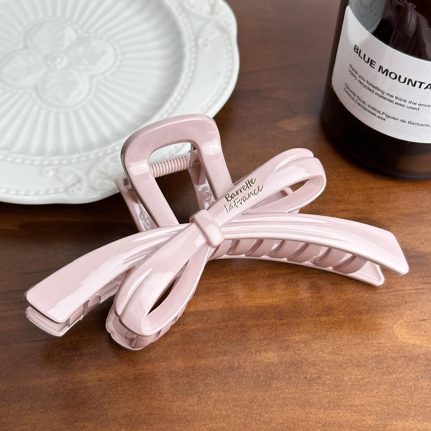 

Style Elegant Korean Bowknot Design Large Hair Claw Clip For Updos Sophisticated рожевий