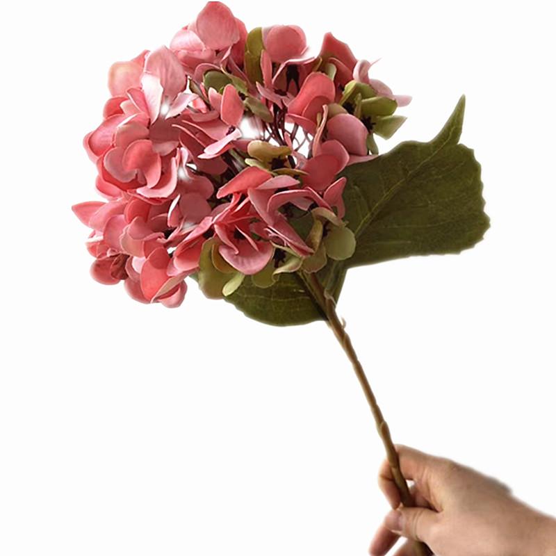 Hydrangea Artificial Single Flower Stem Branch Silk Oil Paiting Hydrangea Plant