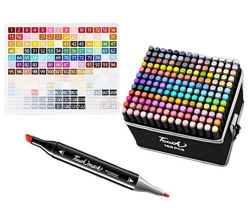 Alcohol markers set of 168 colors, felt-tip pens, double-sided markers