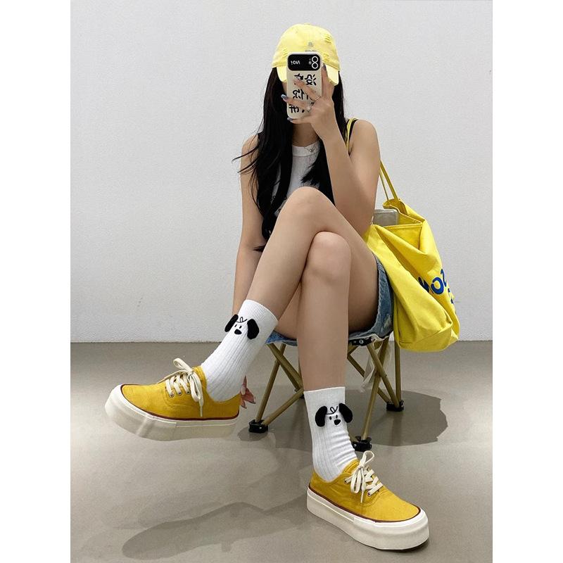 Thick-soled Breathable Linen Contrasting Color Lace-up Round Head Canvas Shoes Women's 2025 New Casual Style Thick-soled Sports Shoes